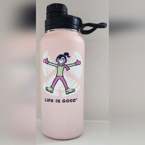 Life Is Good Pink Snow Angel 32 Oz Wide Mouth Stainless Steel Water Bottle‎